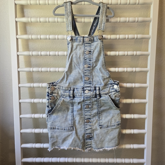 Justice Other - Justice Girls 90s Style Denim Overall Skirtall Dress Skorts Size 10 Light Wash